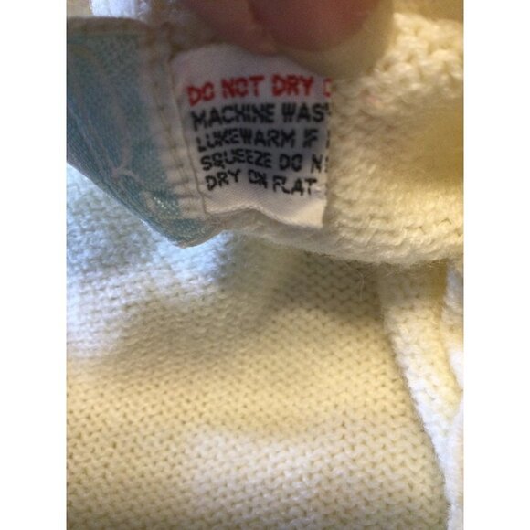 Vintage Womens Sweater Acrylic Ribbed Button Front Knit Cardigan Beige Small - Picture 6 of 7